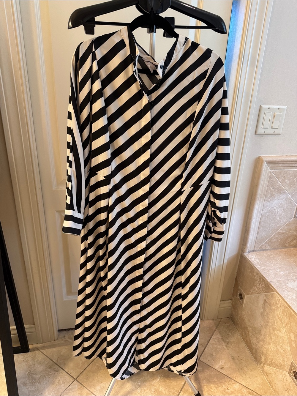 H&M Black and White Diagonal Stripe Maxi Dress
